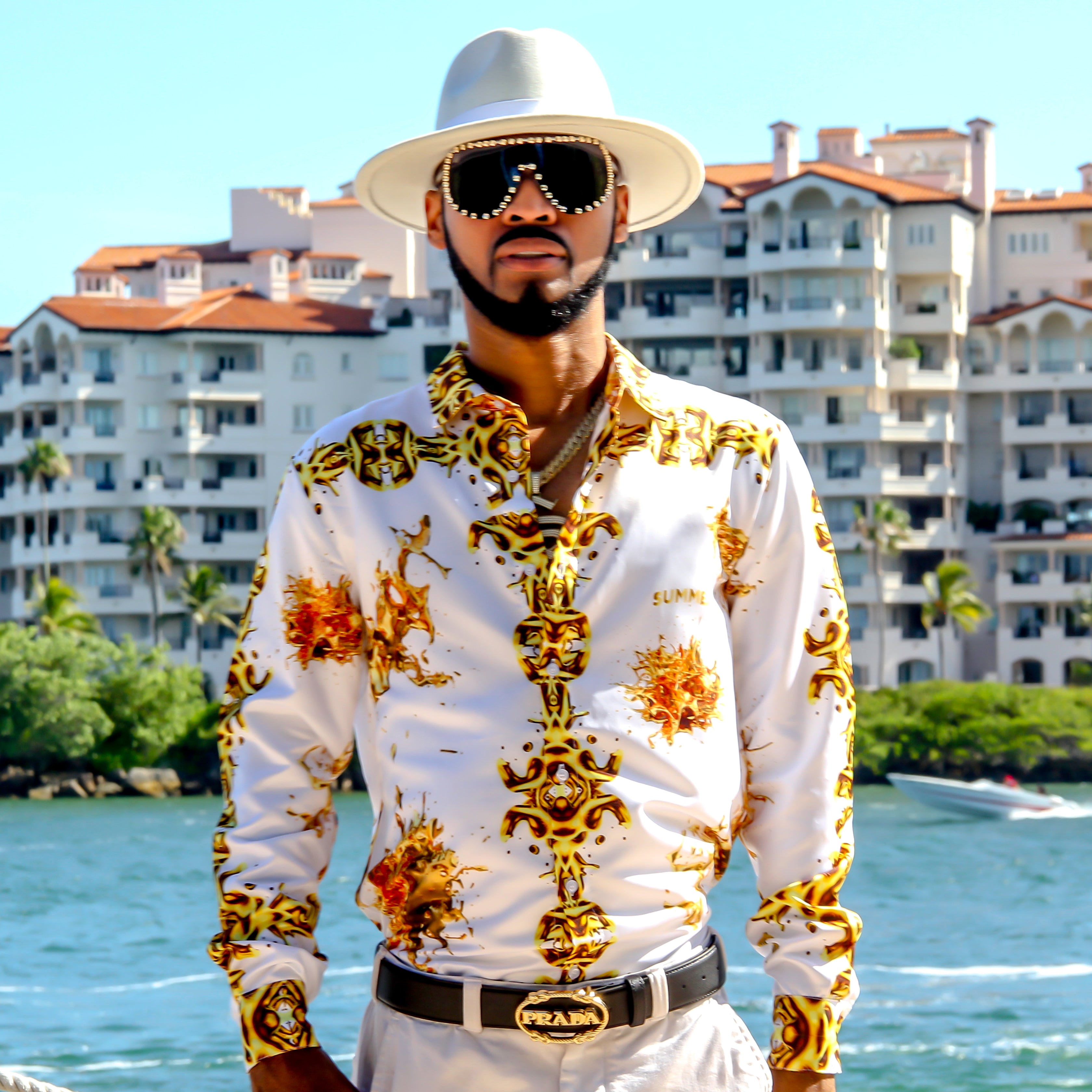 Golden Summer Drip Men's Dress Shirt Golden Summer Drip Men's Dress Shirt