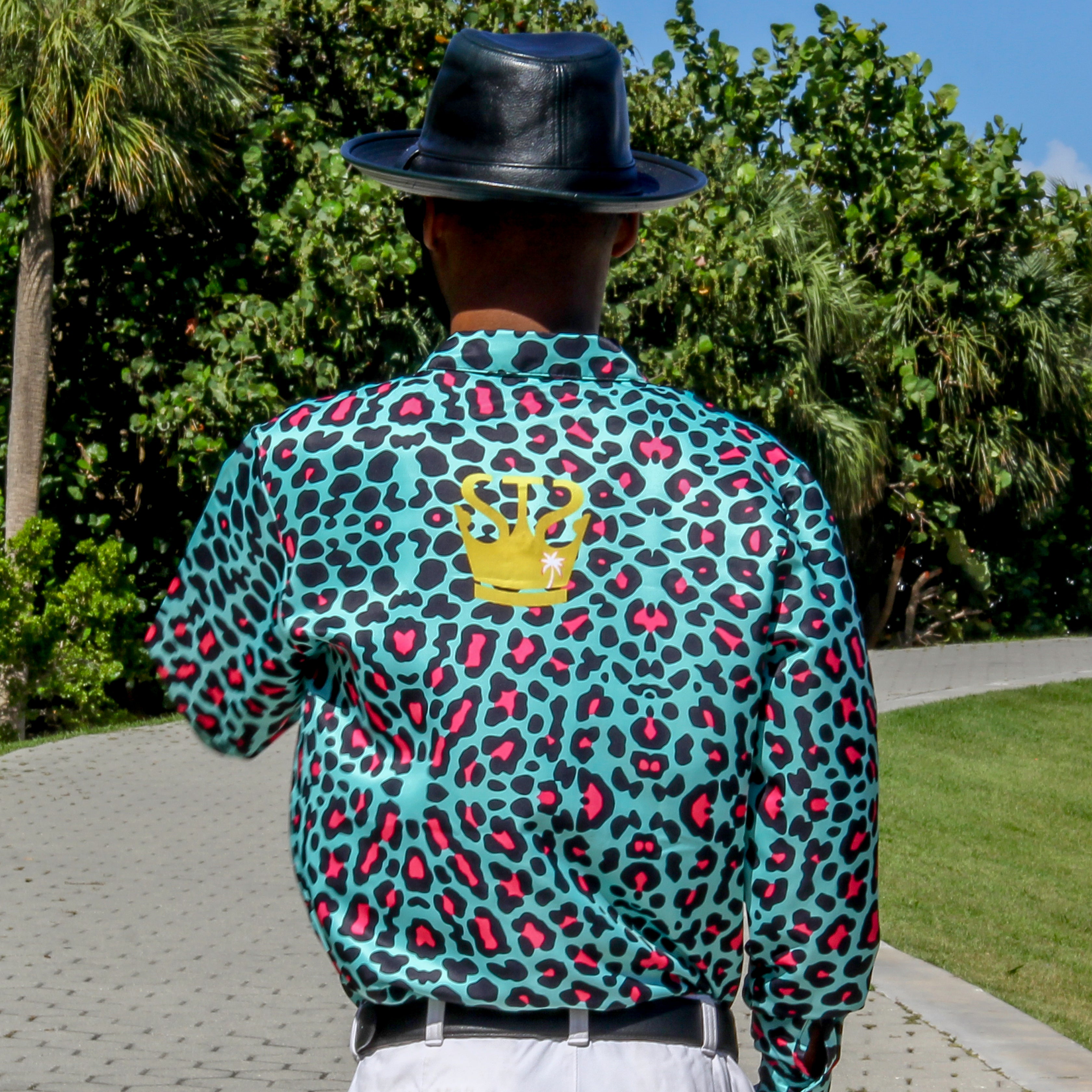 Miami Leopard Print Men's Dress Shirt