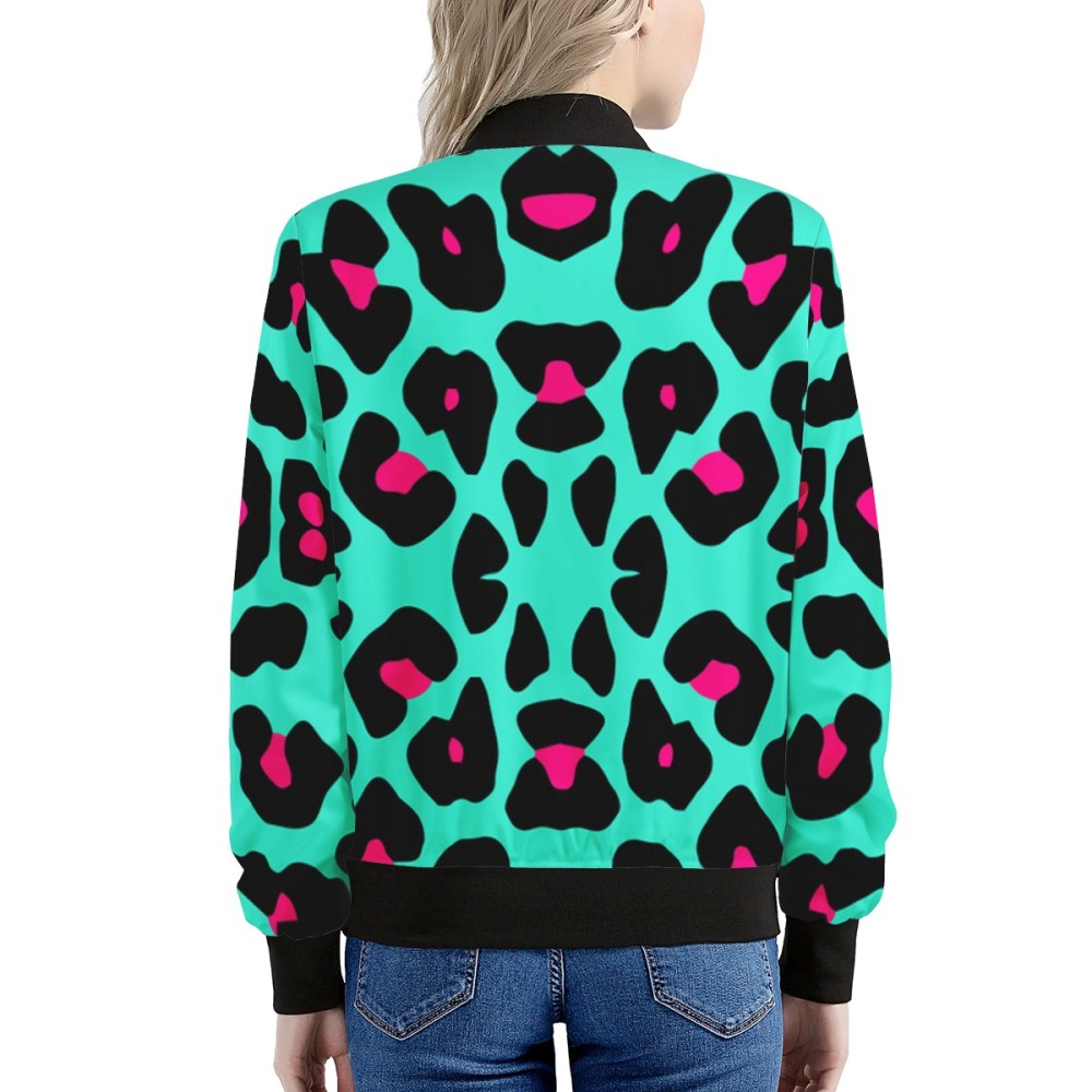 Miami Leopard Print Women's Bomber Jacket